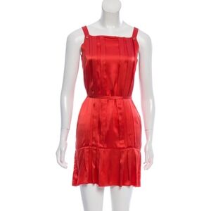 Elise Øverland Red Square Neckline Silk Satin Dress